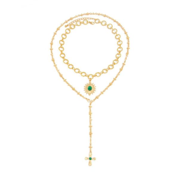 Wholesale Golden teardrop shaped heart-shaped cross pendant necklace