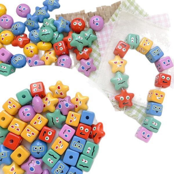 Wholesale 10pcs of auxiliary material printed square beads