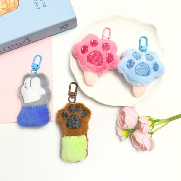 Wholesale Colorful Sweet Cat Claw Plush Claw Keychain