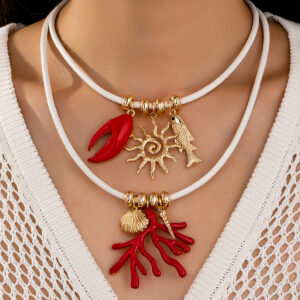 Wholesale Red Coral Shell Conch Pendant Necklace