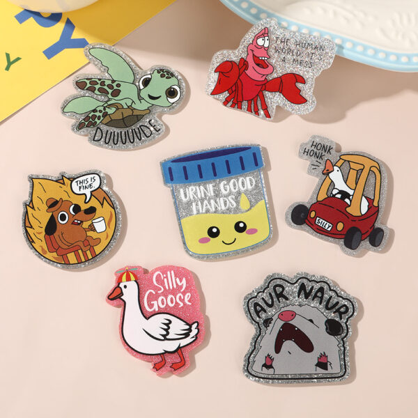 O1CN01QZwOwV2MBsX3rlGss_2218764819790-0-cib Wholesale Acrylic Funny Animal Cartoon Glitter Patch Fun Cute Badge Refrigerator Material DIY Aessories