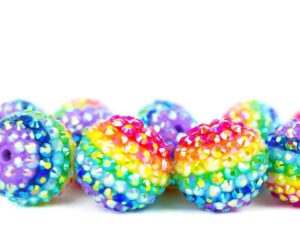 Wholesale 5pcs 22MM Rainbow Color Stripe Resin Beads Bubblegum Beads