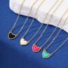 Wholesale Colorful peach heart collarbone necklace