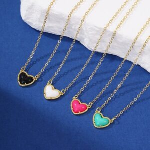 Wholesale Colorful peach heart collarbone necklace
