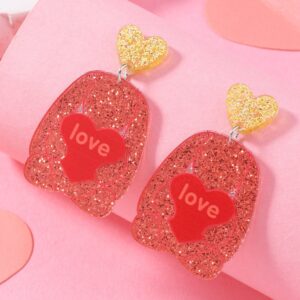 Yellow heart+love earrings