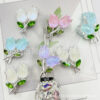 Wholesale double-sided tulip flower color plated diamond four hole beads