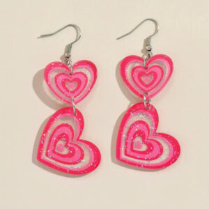 Wholesale Pink Heart Earrings Acrylic Flat Earrings Elegant Simple Ear Accessories