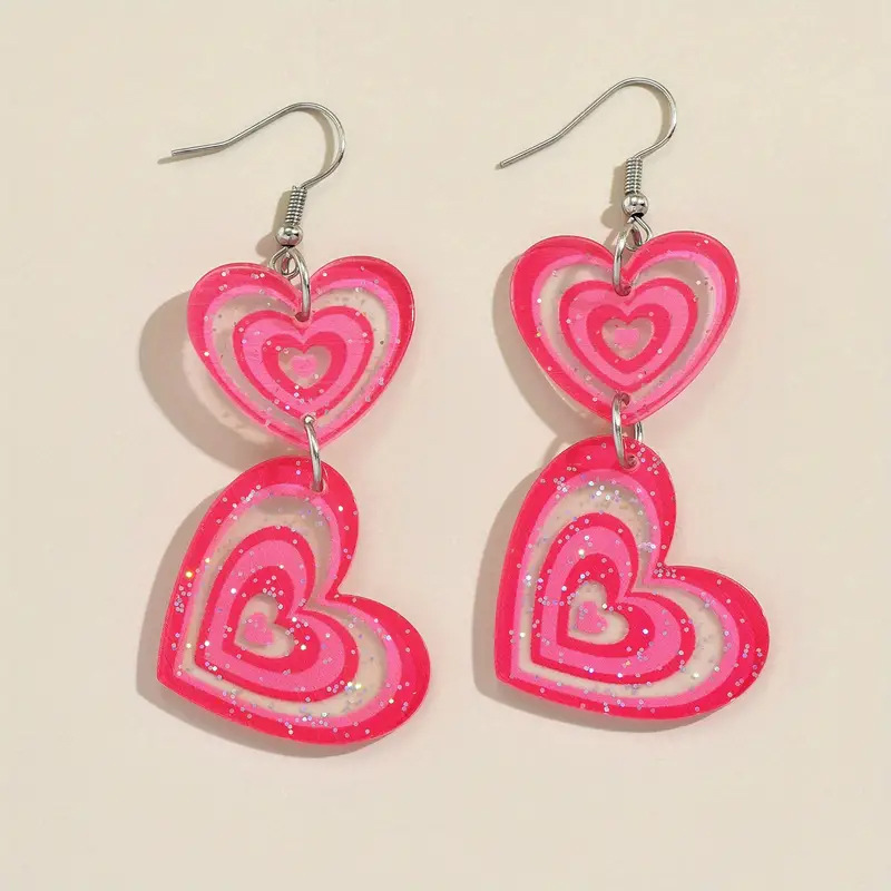 Wholesale Pink Heart Earrings Acrylic Flat Earrings Elegant Simple Ear Aessories