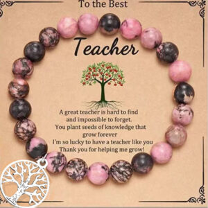8mm rhodolite+teacher card / 19cm