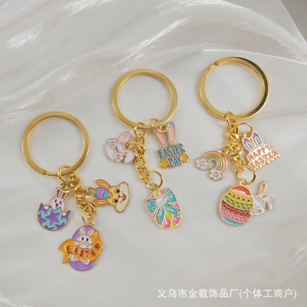 O1CN01QfA00F1W6VrzS9yXr_2217570132739-0-cib Wholesale Cartoon Easter egg cute rabbit metal keychain