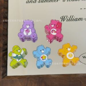 Wholesale 10pcs embossed cartoon rainbow bear acrylic beads