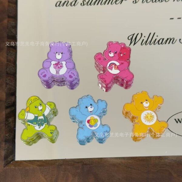 Wholesale 10pcs embossed cartoon rainbow bear acrylic beads