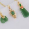 Wholesale Emerald safety buckle water droplet necklace