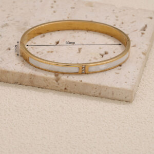 Stainless steel gold white mother-of-pearl bracelet g1