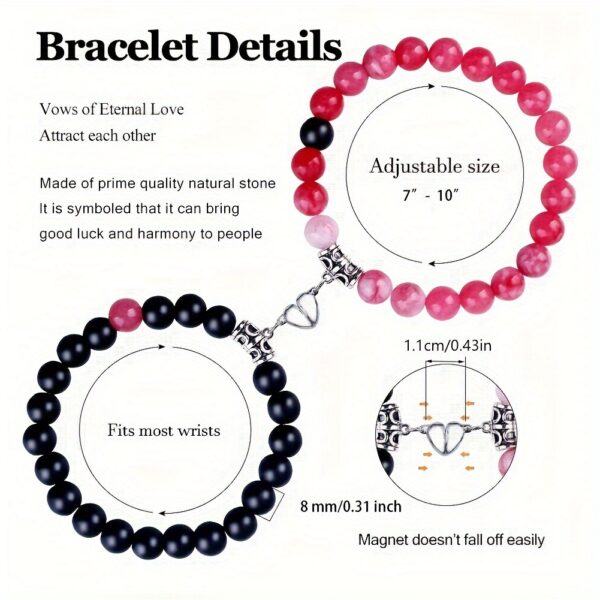 Wholesale Couple bracelet, heart-shaped magnetic bracelet, turquoise and rose quartz beaded bracelet