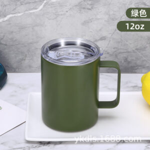 12oz green stainless steel insulated mug (with lid) / 12oz or 360ml.20oz or 600ml