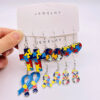 Wholesale Cross Peach Heart Love Puzzle Autism Earring Set