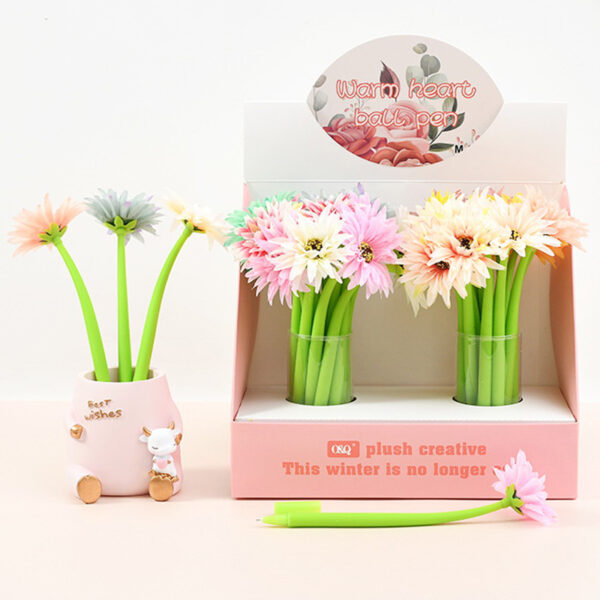 Wholesale Cute Colorful Flower Soft Silicone Decor Shaking Pens, Kawaii Student Writing Gel Pen Stationery Gifts