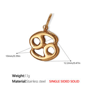 Pj431g6 cancer gold solid pendant