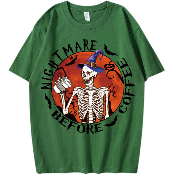 Wholesale Cross-Border Exclusive Supply of Halloween Skull White Ink Heat Transfer Stickers for T-Shirts, Custom Heat Transfer Stickers, Ready Stock