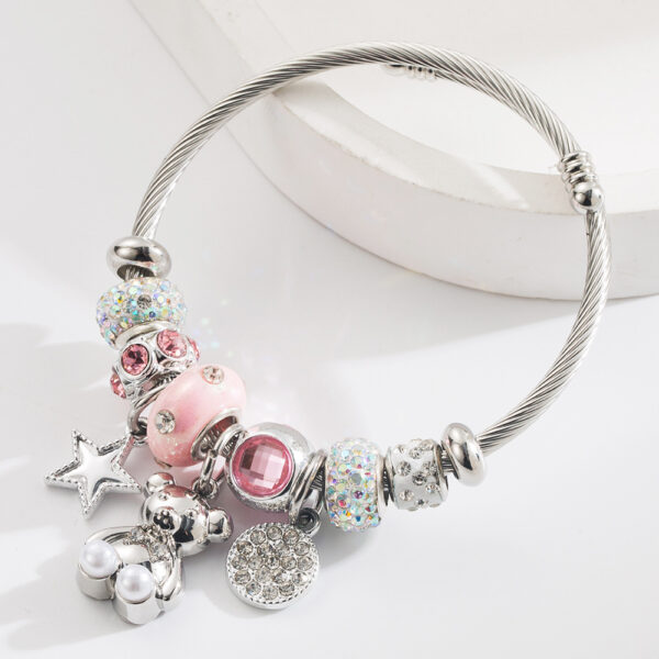 O1CN01Qmdup52LDsenhCAyJ_2206398079659-0-cib Wholesale Cartoon Bear Star Round Diamond Set Stainless Steel Bracelet
