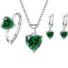 Wholesale Three-Piece Set of Heart Zircon Heart-Shaped Earrings Ring Necklace