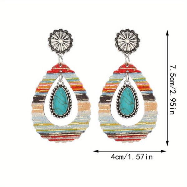 Wholesale Western style colorful turquoise droplet shaped earrings