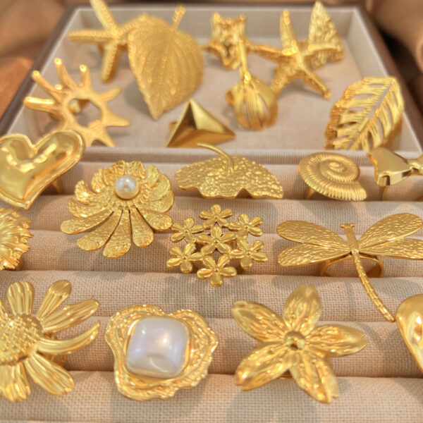 Wholesale Flower Leaf Starfish Stainless Steel Ring for Women