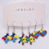 Wholesale Cross Peach Heart Love Puzzle Autism Earring Set