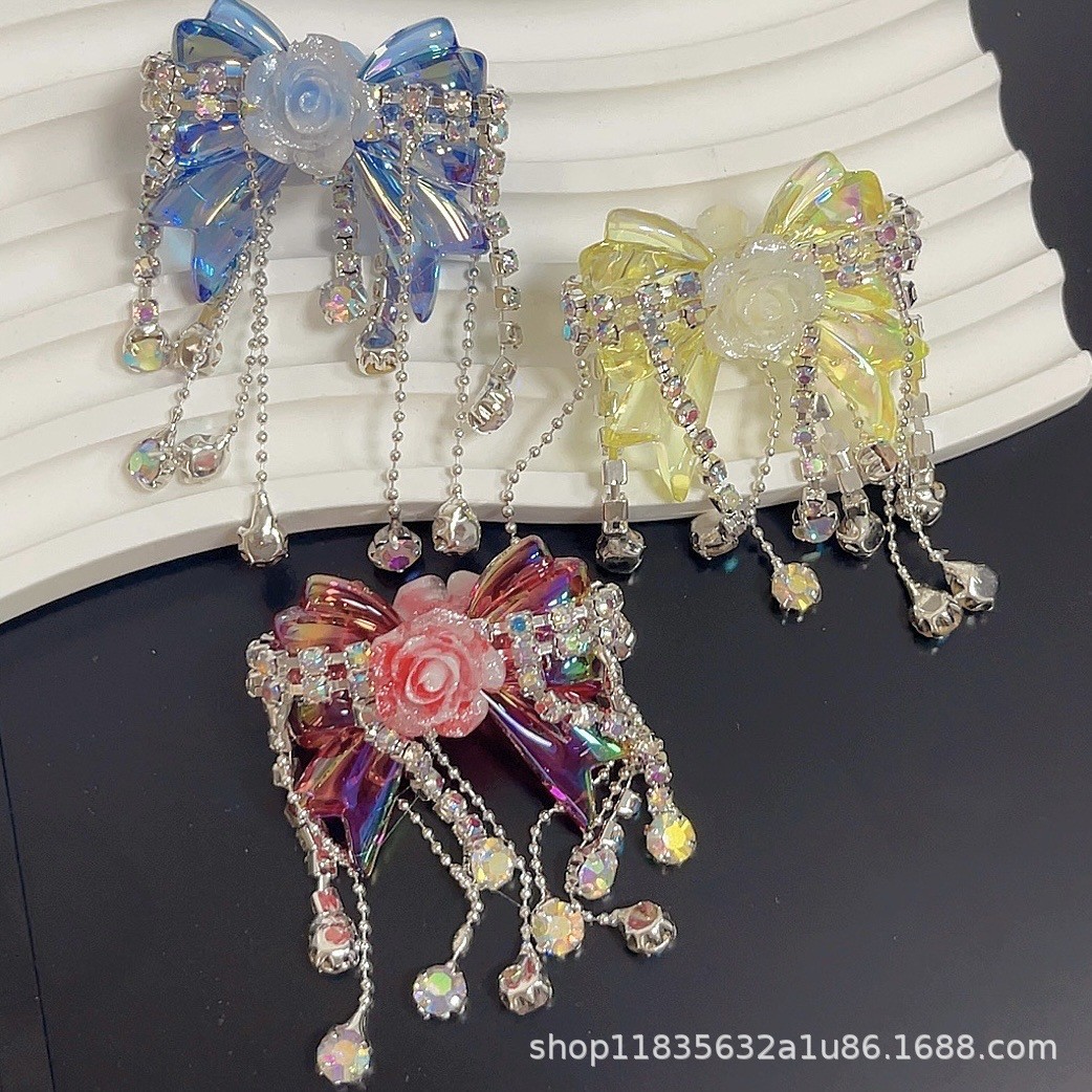 Wholesale Tassel Bow Knot Rhinestone Straight Hole Beads