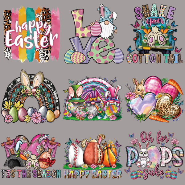 O1CN01QqGxFn29pdnH7jlYL_2210190898117-0-cib Wholesale Cross-border wholesale Easter rabbit heat transfer stickers heat transfer stickers diy clothing canvas bag LOGO offset ironing