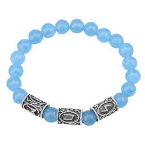 Blue beads + 3 ancient tin runes / Rune pattern random