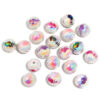 Wholesale 10pcs Valentine's Day Camellia Printed Round Acrylic Beads