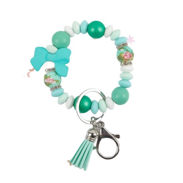 Wholesale silicone bead keychain pendant bag charm bow accessory