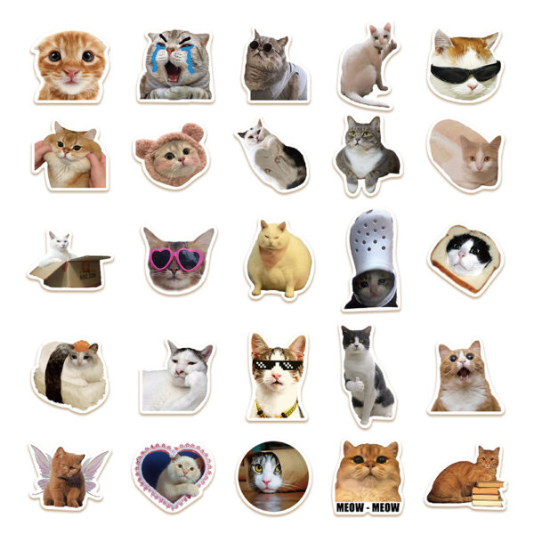 Wholesale 50pcs cartoon cute cat emoji Waterproof vinyl stickers