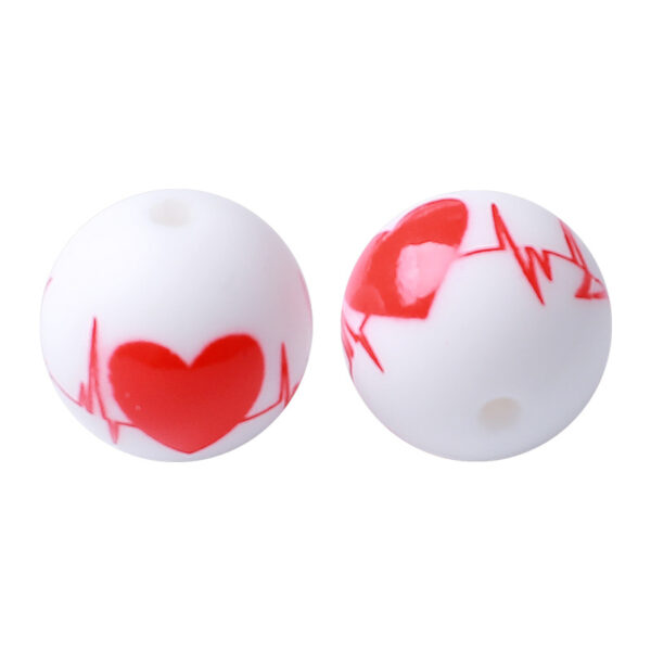 Wholesale Valentine's Day silicone beads 15mm printing round beads