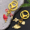Wholesale Valentine's Day Oil Dripping Red Sprinkled Gold Keychain