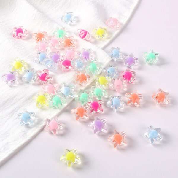 Wholesale 20pcs Transparent Colorfulful Five-Pointed Star Acrylic DIY Beads