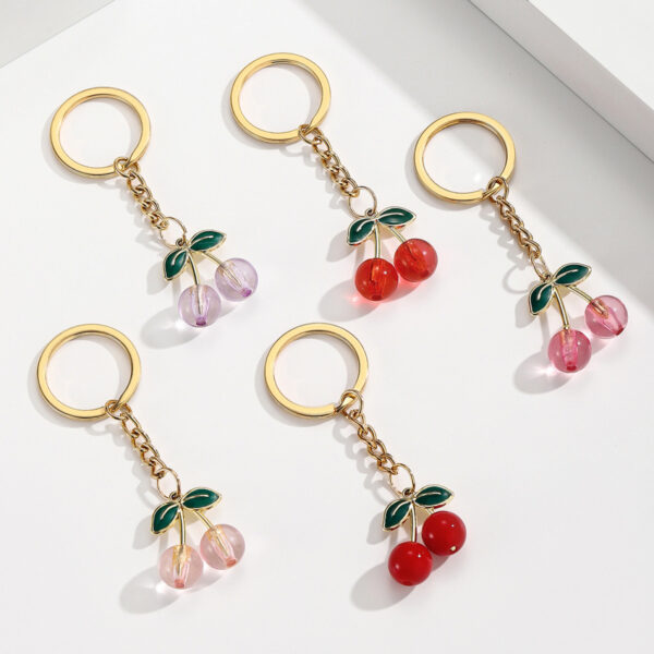 Wholesale Cute mini red transparent cherry keychain