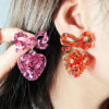 Wholesale Valentine's Day Sparkling Pink Bow Love Acrylic Earrings