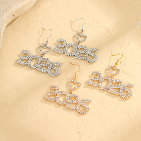 Wholesale 2026 Digital Full Diamond Earrings