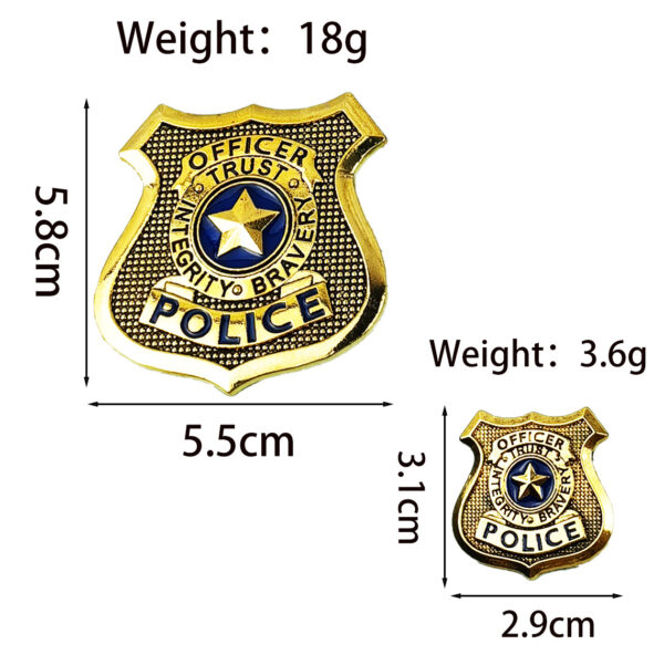 Wholesale Golden cartoon police officer badge accessory badge