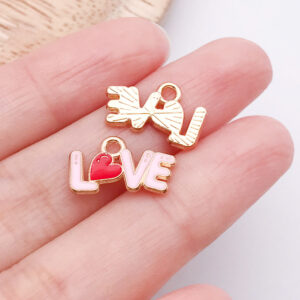 1 light pink oil dripping love letter love10x16x1mm-0.65g-25205