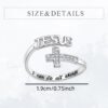 Wholesale Silver engraved cross with adjustable opening ring