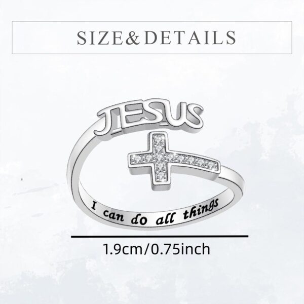 Wholesale Silver engraved cross with adjustable opening ring