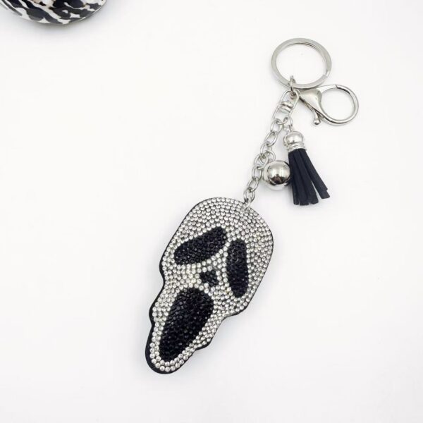 Wholesale Hip-Hop Ghost Head Keychain Crystal Gemstone Diamond