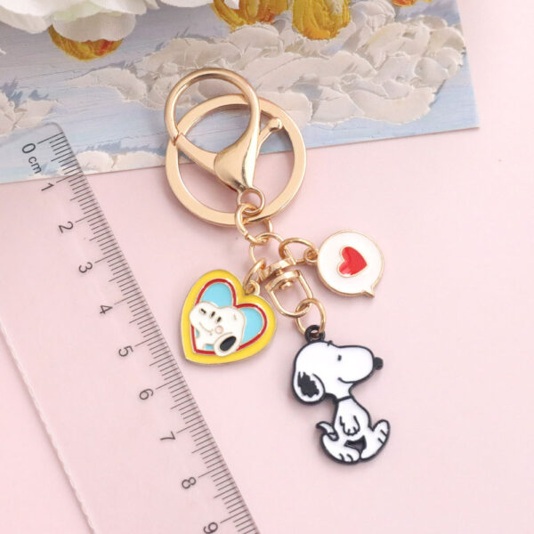 Wholesale Cute cartoon white heart-shaped dog alloy keychain