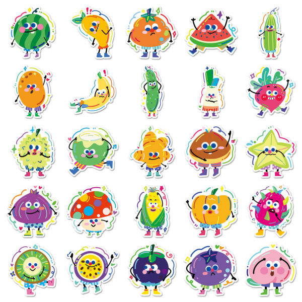 Wholesale 50 pieces of fruit and vegetable stickers graffiti cute cartoon book stickers