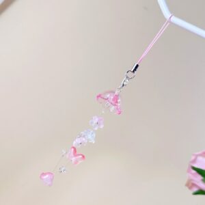 25b42 glazed butterfly lily of the valley wind chime (pink)