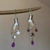 Wholesale Purple Magic Hand Pentagram Pendant Earrings